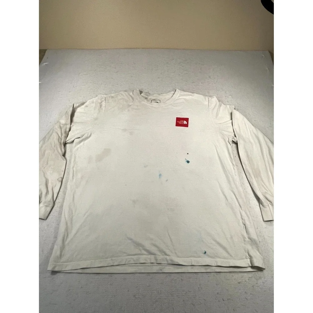 Vintage The North Face Shirt Mens 2XL White Graphic Cotton Crew Neck Long Sleeve